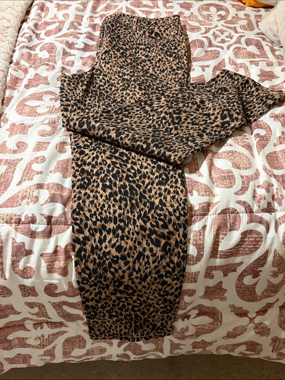 Terra & Sky Leopard Print Straight Leg Jeans - Brown & Black